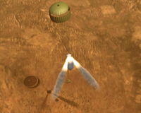 simulated rover firing retro-rockets